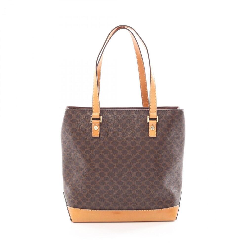 Celine Macadam Tote Bag Handbag, Coated Canvas Leather, Women's, Brown/Beige